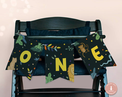 Tropical Forest - Highchair Banner Garland Self Editing Template