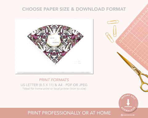 Boho Flowers - Confetti Cone Self Editing Template